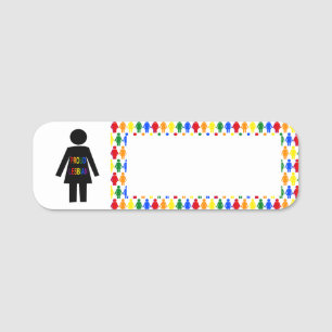 LGBTQ Lesbian Silhouette and Rainbow Ladies Name Tag