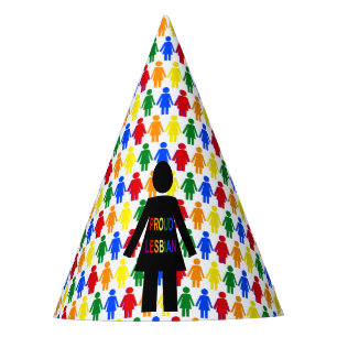 LGBTQ Lesbian Silhouette and Rainbow Ladies Party Hat