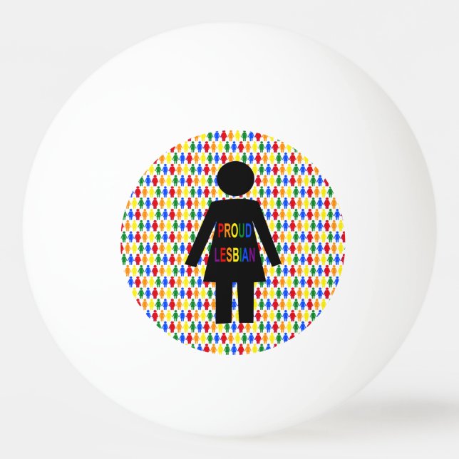 LGBTQ Lesbian Silhouette and Rainbow Ladies Ping Pong Ball (Front)