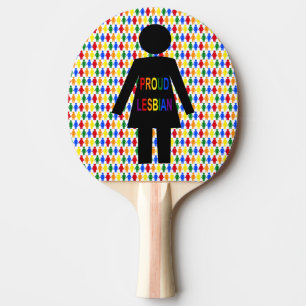 LGBTQ Lesbian Silhouette and Rainbow Ladies Ping Pong Paddle