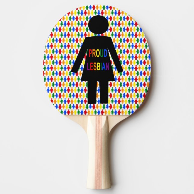 LGBTQ Lesbian Silhouette and Rainbow Ladies Ping Pong Paddle (Front)