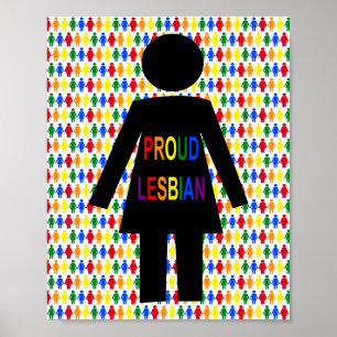 LGBTQ Lesbian Silhouette and Rainbow Ladies Poster