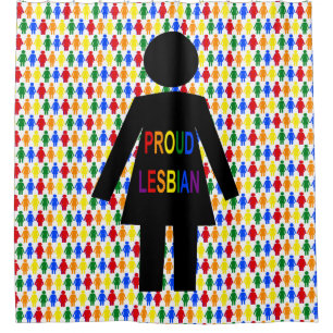LGBTQ Lesbian Silhouette and Rainbow Ladies Shower Curtain