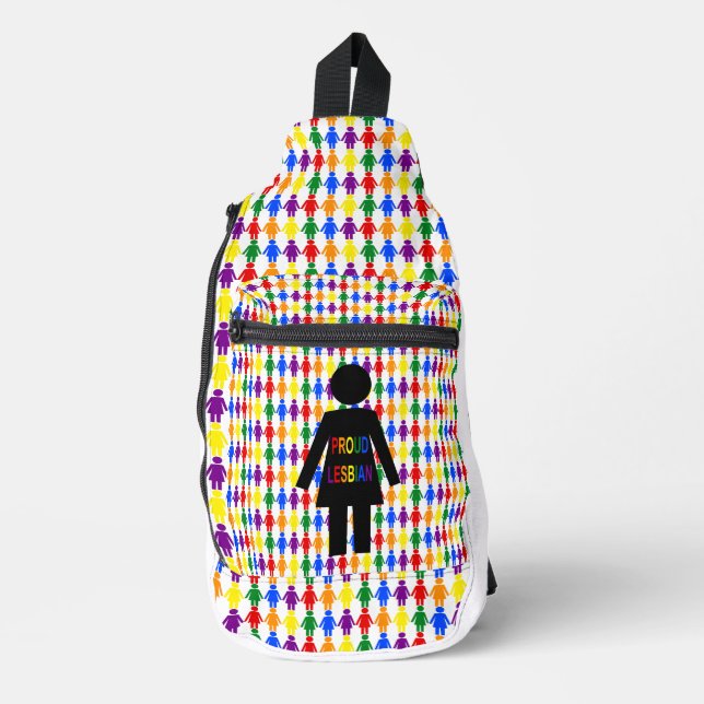 LGBTQ Lesbian Silhouette and Rainbow Ladies Sling Bag (Front)