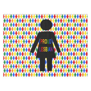 LGBTQ Lesbian Silhouette and Rainbow Ladies Tablecloth