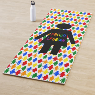 LGBTQ Lesbian Silhouette and Rainbow Ladies Yoga Mat
