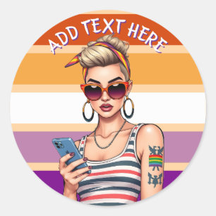 LGBTQ Lesbian with Sarcastic Look Classic Round Sticker