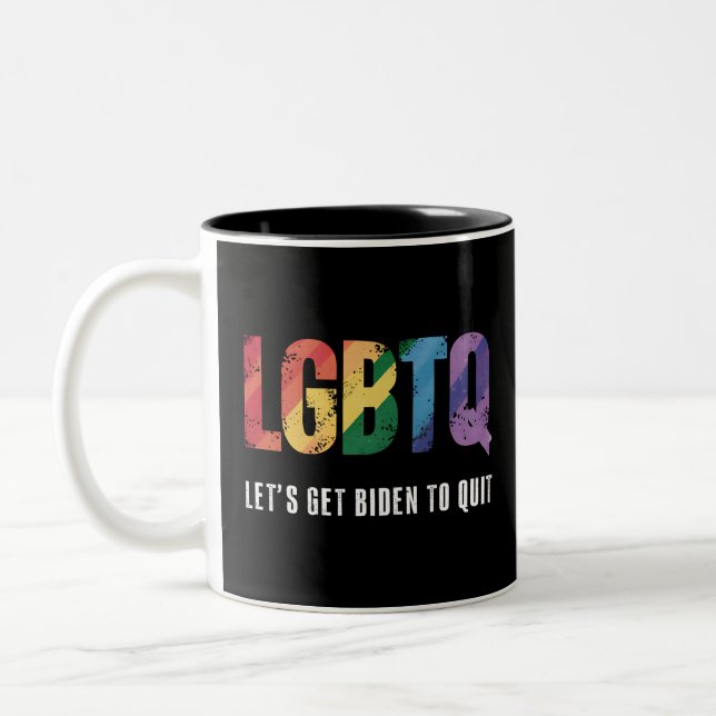 LGBTQ Lets Get Biden To Quite Gay Pride  Two-Tone Coffee Mug (Left)