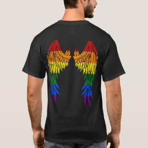 LGBTQ LGBT Angel Wings Colourful Rainbow Gay T-Shirt