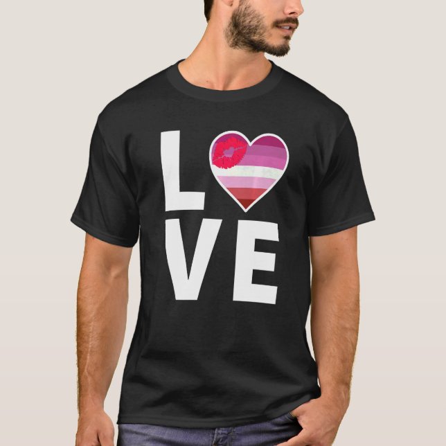 Lgbtq Lipstick Flag Heart  Lgbtqia+ Love Lipstick T-Shirt (Front)