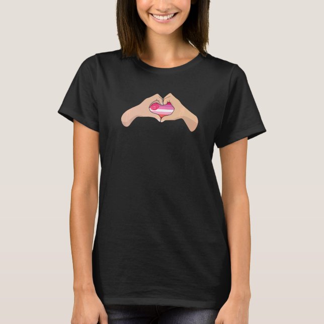 Lgbtq Lipstick Pride Flag  Hand Heart Sign Lipstic T-Shirt (Front)