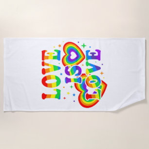 LGBTQ Love is Love Gay Pride LGBT Rainbow Flag Beach Towel