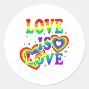 LGBTQ Love is Love Gay Pride LGBT Rainbow Flag Classic Round Sticker