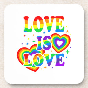 LGBTQ Love is Love Gay Pride LGBT Rainbow Flag Coaster