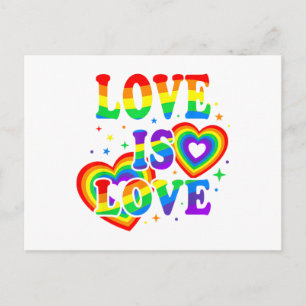 LGBTQ Love is Love Gay Pride LGBT Rainbow Flag Holiday Postcard