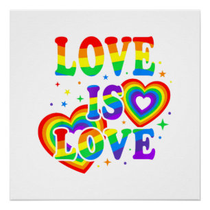 LGBTQ Love is Love Gay Pride LGBT Rainbow Flag Poster