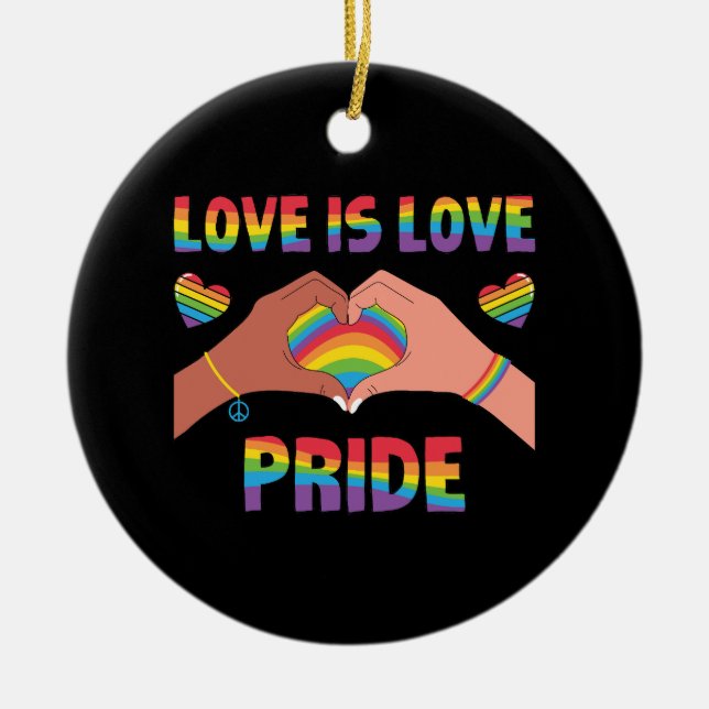 LGBTQ - Love Is Love - Pride Ceramic Tree Decoration (Front)