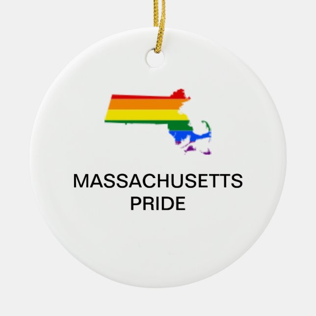 LGBTQ MASSACHUSETTS PRIDE Ceramic Ornament (Front)
