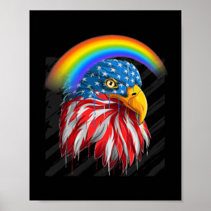 LGBTQ Memorial Day American Flag Rainbow  Poster