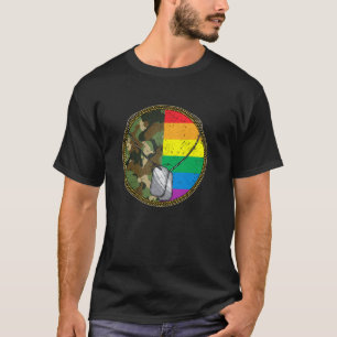 LGBTQ Military Pride Camo & Rainbow Dog Tag Suppor T-Shirt