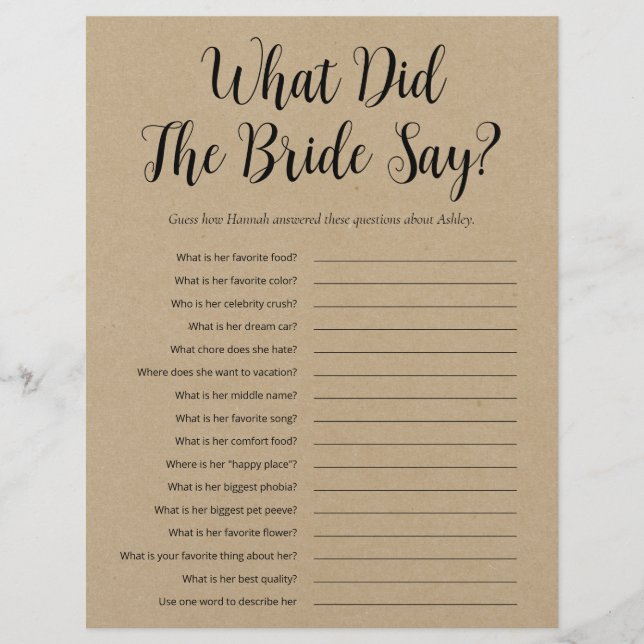 LGBTQ Modern 2 Sided Bridal Shower Games Flyer (Front)