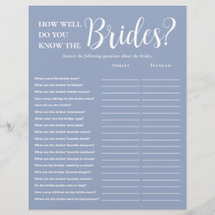 LGBTQ Modern Dusty Blue 2 Sided Bridal Shower Game Flyer