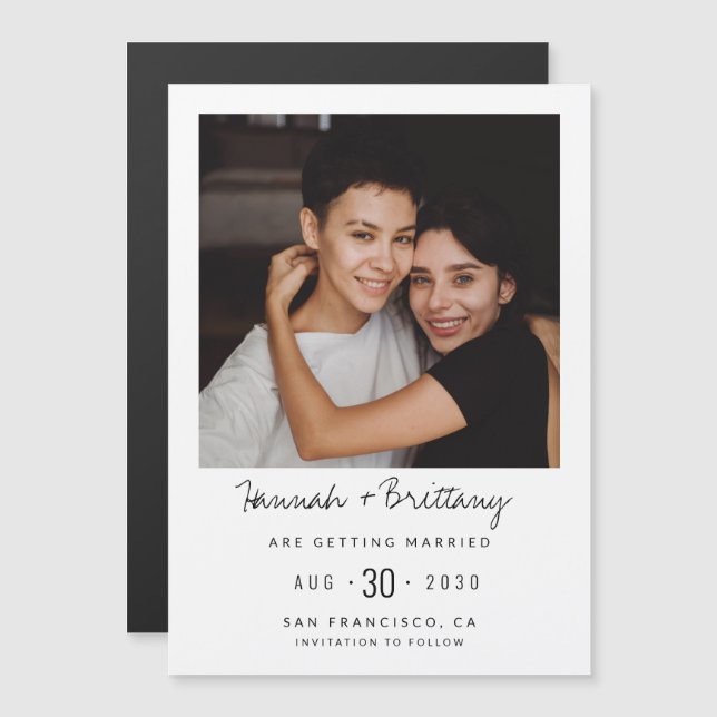 LGBTQ Modern Photo Magnetic Save The Date (Front/Back)