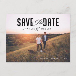 LGBTQ Modern Save the Date with Photo Postcard