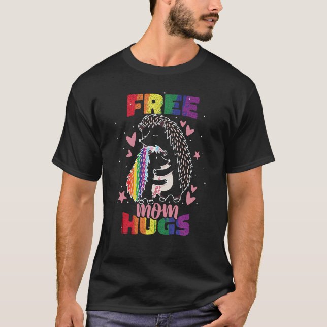 LGBTQ Mom Pride Month Free Mom Hugs T-Shirt (Front)
