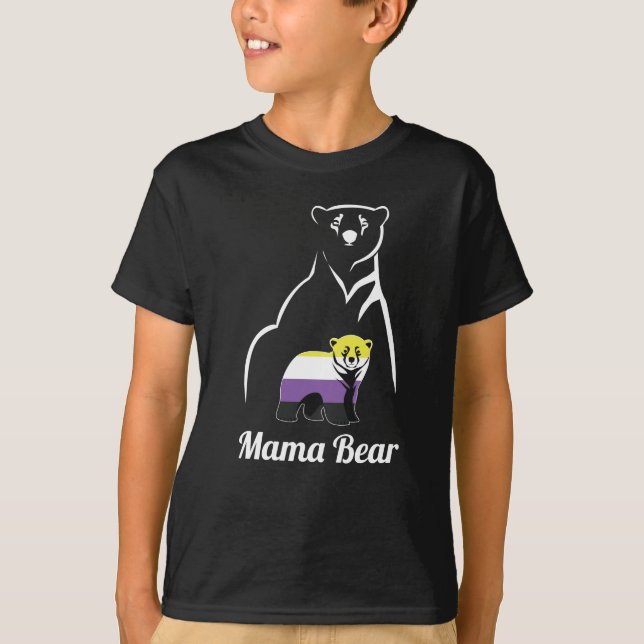  LGBTQ Non-Binary Mama Bear LGBT Non-Binary Pride T-Shirt (Front)