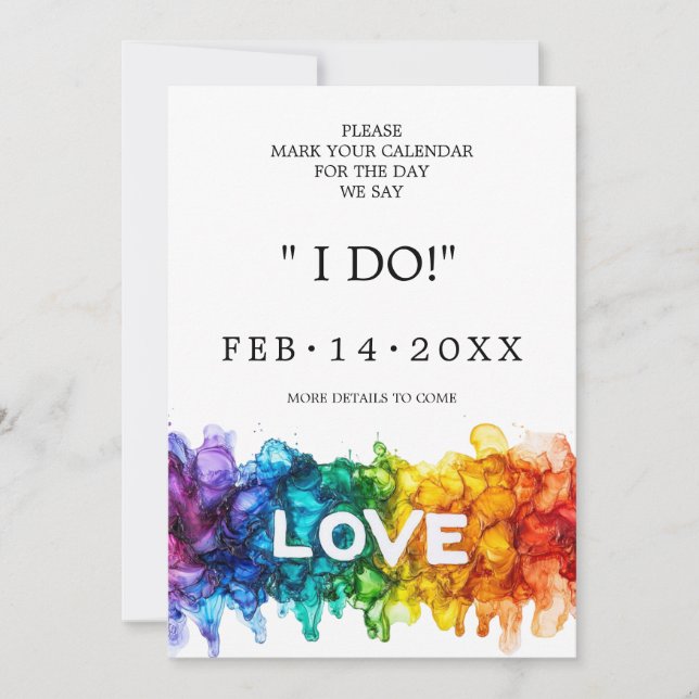 🌈 🐦 LGBTQ Painted With Love wedding  Save The Date (Front)
