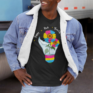 LGBTQ Pansexual Flag Sunflowers in a Light Bulb T-Shirt