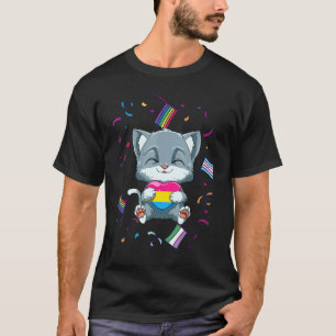 LGBTQ Pansexual Pride Cat Pansexual Heart T-Shirt