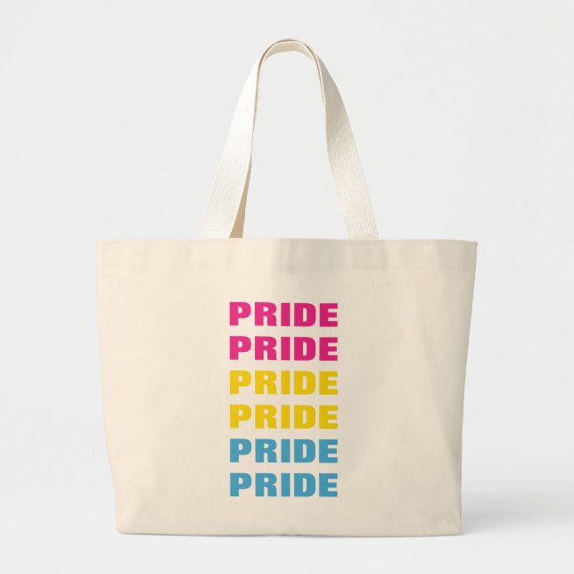 LGBTQ Pansexual Pride Customizable Repeated Text Large Tote Bag (Front)