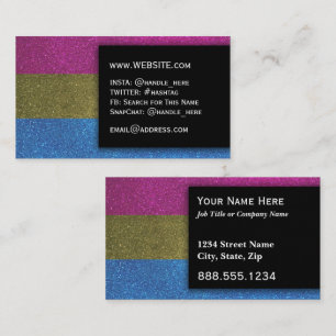 LGBTQ Pansexual Pride Glitter MakeUp Artist Bling Business Card