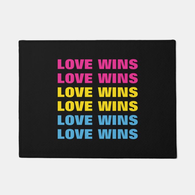 LGBTQ Pansexual Pride Love Wins Custom Repeat Text Doormat (Front)