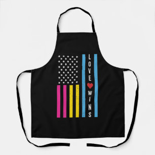 LGBTQ Pansexual Pride Love Wins USA American Flag Apron