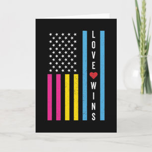 LGBTQ Pansexual Pride Love Wins USA American Flag Card