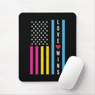 LGBTQ Pansexual Pride Love Wins USA American Flag Mouse Mat