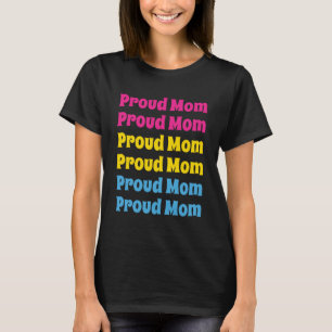 LGBTQ Pansexual Pride Proud Mum Repeating Text T-Shirt
