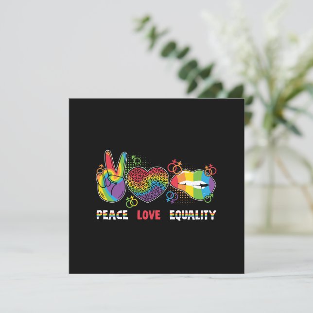 LGBTQ - Peace, Love, Equality - Rainbow Colours (Standing Front)