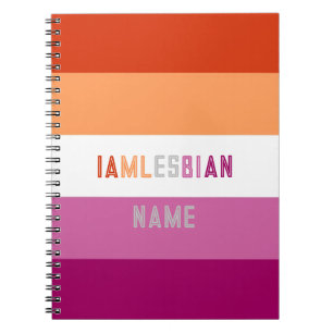 LGBTQ Personalised custom Lesbian flag font Notebook