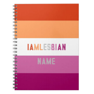 LGBTQ Personalised custom Lesbian flag font Notebook