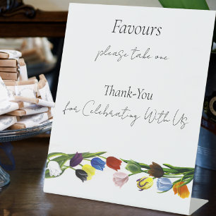 LGBTQ plus Tulips Flowers Pedestal Sign