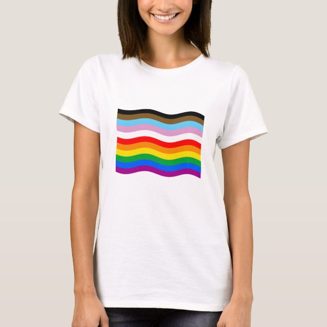 LGBTQ POC Pride Waving Flag T-Shirt (Front)