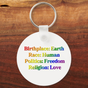 LGBTQ++ Pride - Birthplace: Earth. Race: Human Key Ring