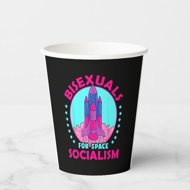 LGBTQ Pride Bisexuals For Space Socialism T-Shirt Paper Cups (Front)