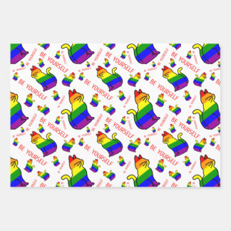 LGBTQ+ Pride Cat - Be Yourself Wrapping Paper Sheet