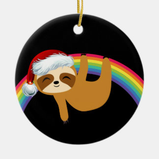 Lgbtq Pride Christmas Sloth Ceramic Tree Decoration
