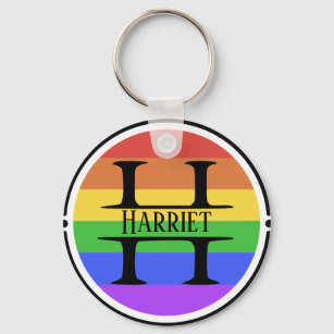 LGBTQ Pride custoisable monogram H name stripes Key Ring